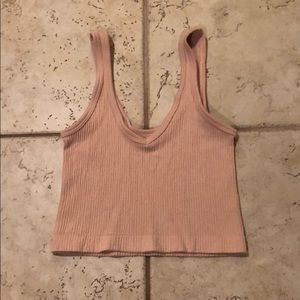 blush pink ribbed crop top